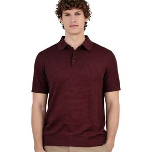 A|X Armani Exchange Knit Polo Shirt XL Short Sleeve Textured Cotton Dark Red